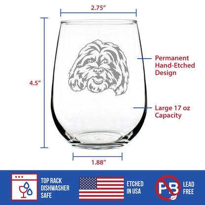 Shih Tzu Face Stemless Wine Glass - Cute Dog Themed Decor and Gifts for Moms & Dads of Shih Tzus - Large 17 Oz