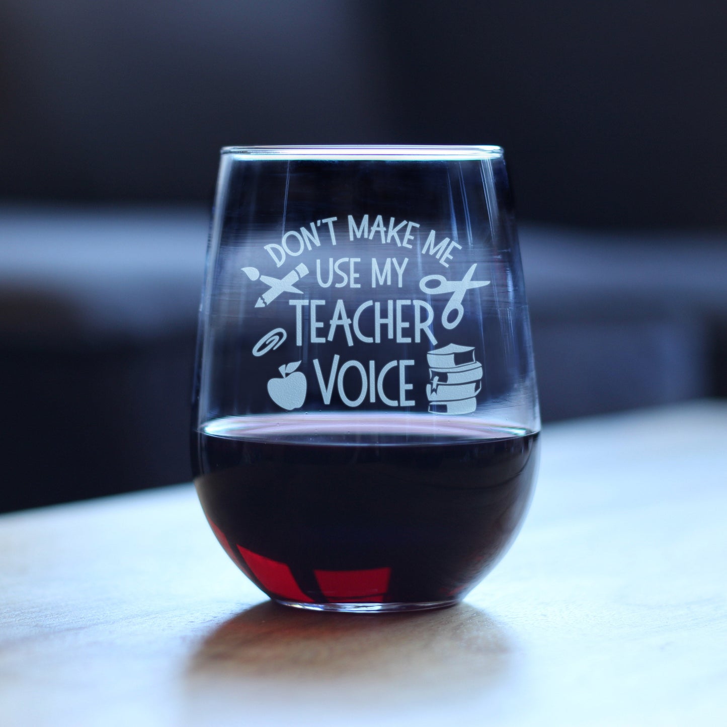 Teacher Voice – Stemless Wine Glass - Cute Funny Teacher Gifts for Women - Fun Unique Teacher Decor - Large