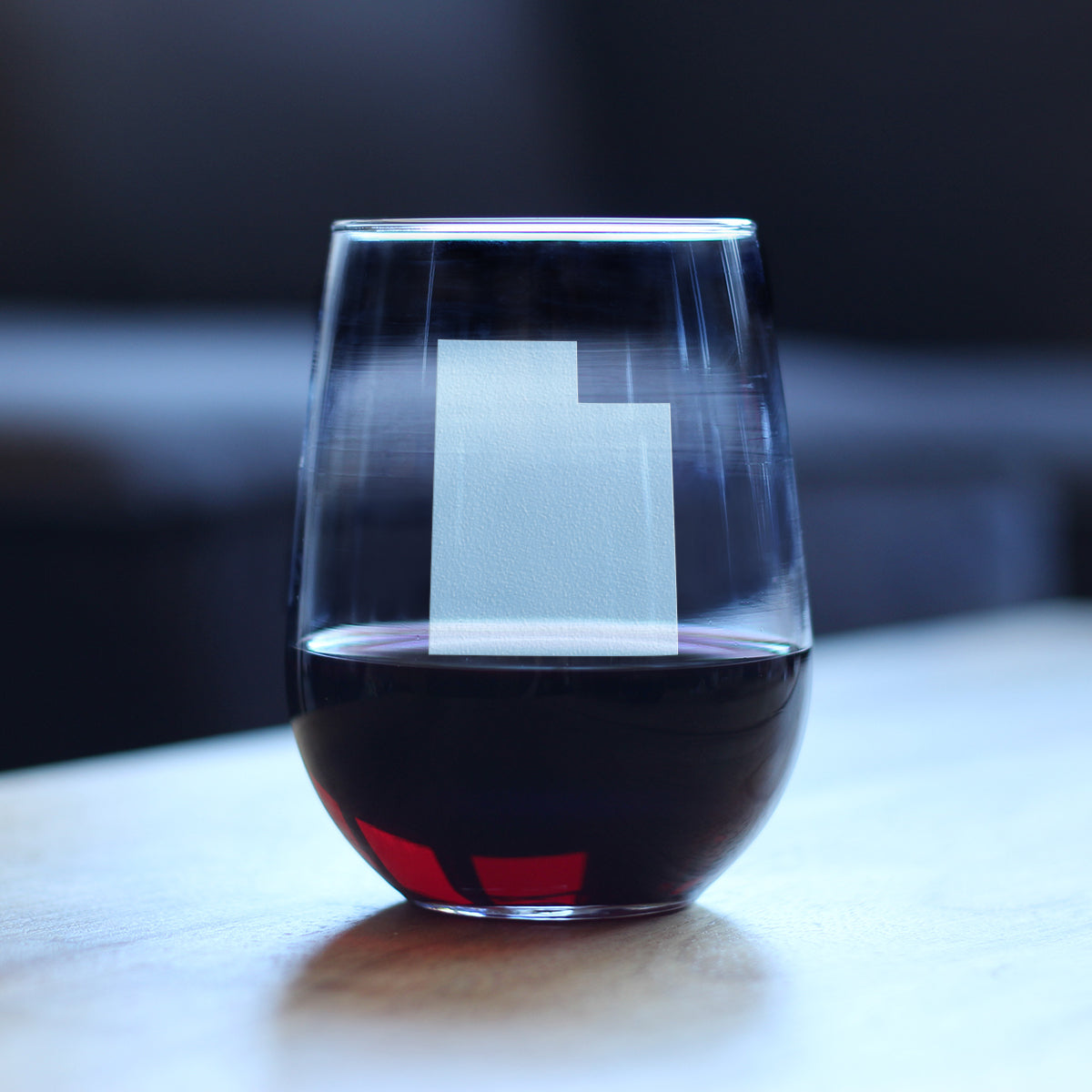 Utah State Outline Stemless Wine Glass - State Themed Drinking Decor and Gifts for Utahn Women & Men - Large 17 Oz Glasses