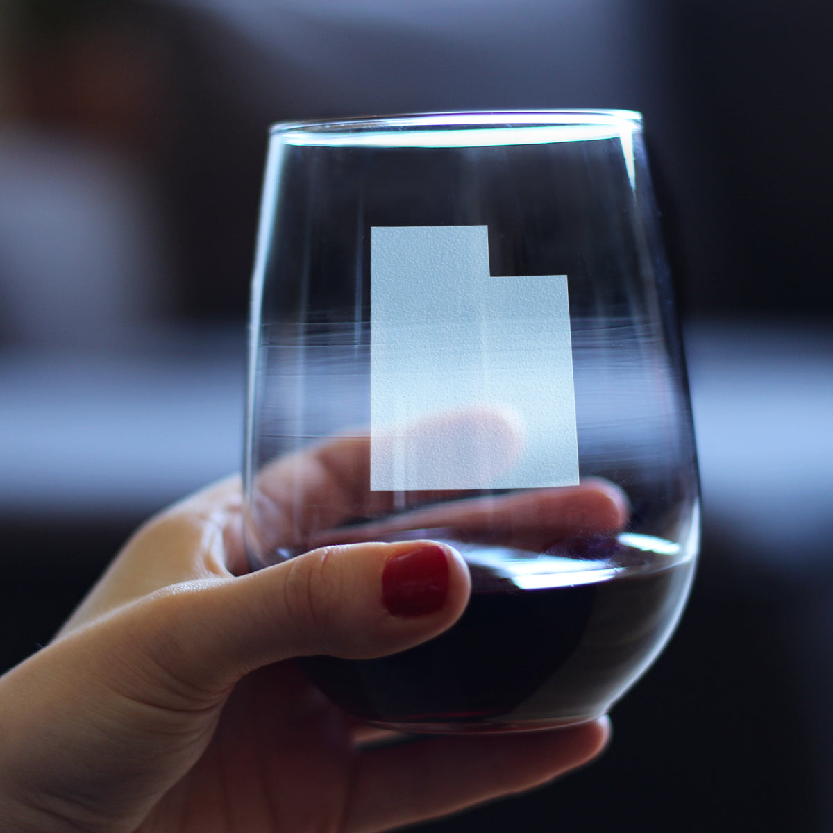 Utah State Outline Stemless Wine Glass - State Themed Drinking Decor and Gifts for Utahn Women & Men - Large 17 Oz Glasses