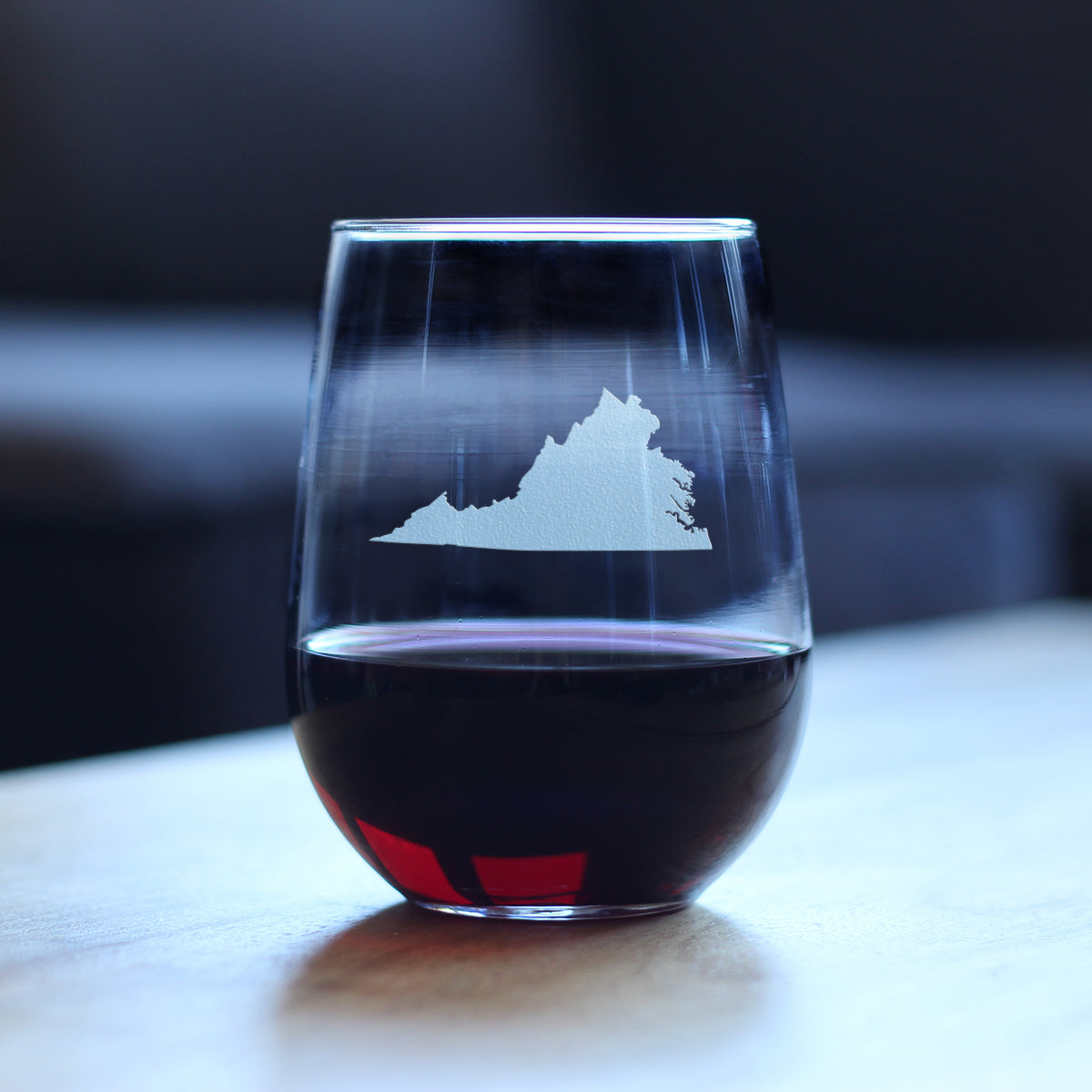 Virginia State Outline Stemless Wine Glass - State Themed Drinking Decor and Gifts for Virginian Women & Men - Large 17 Oz Glasses