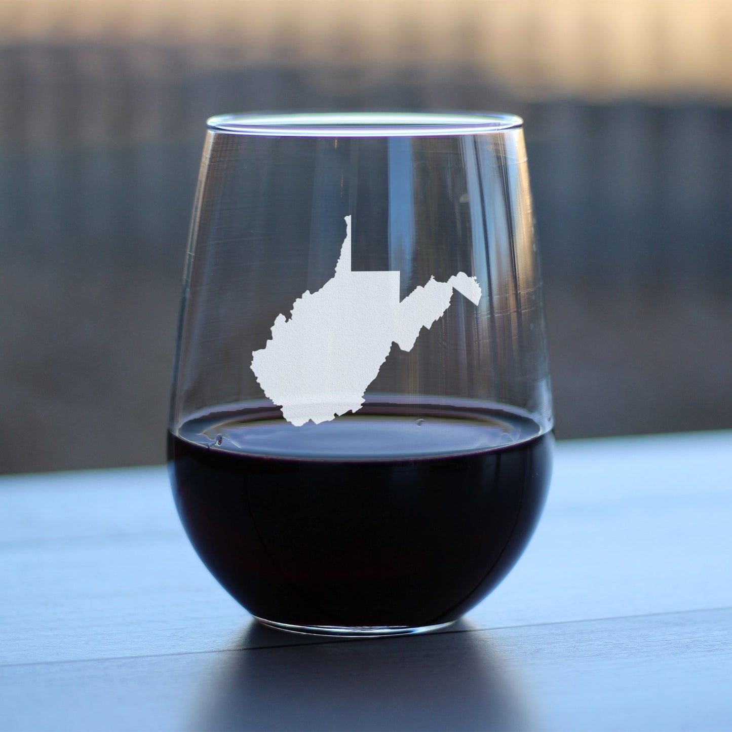 West Virginia State Outline Stemless Wine Glass - State Themed Drinking Decor and Gifts for West Virginian Women & Men - Large 17 Oz Glasses