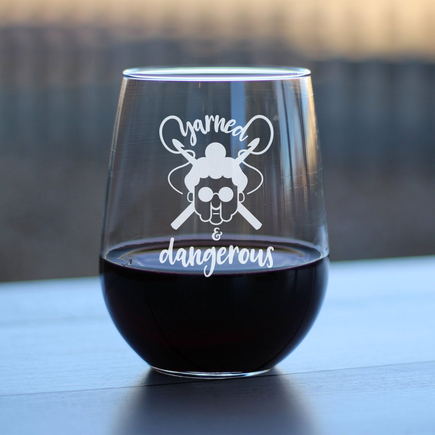 Yarned & Dangerous - 17 Ounce Stemless Wine Glass