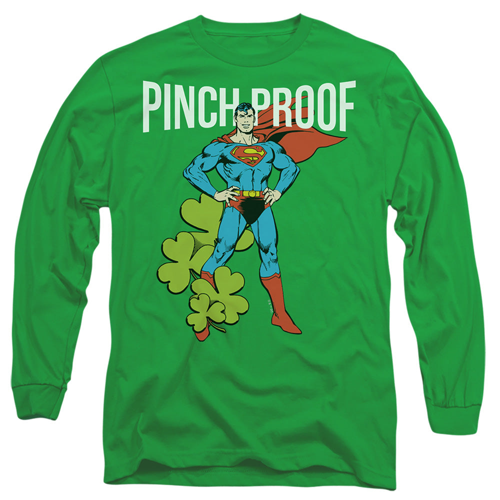 Superman St. Patrick'S Day Pinch Proof Mens Long Sleeve Shirt Kelly Green Officially Licensed