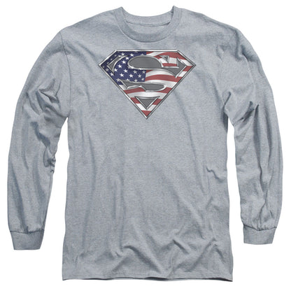 Superman All Mens Long Sleeve Shirt Athletic Heather Officially Licensed