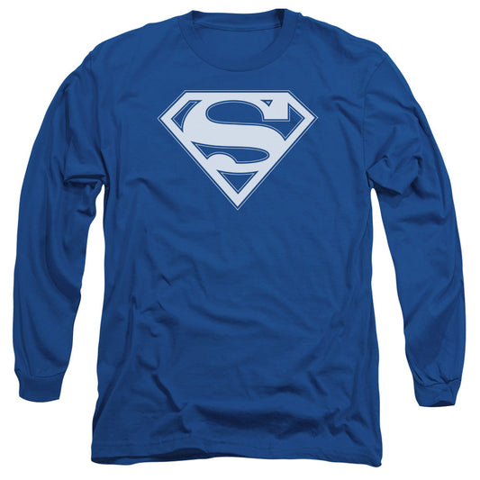 Superman Blue & White Shield Mens Long Sleeve Shirt Royal Officially Licensed