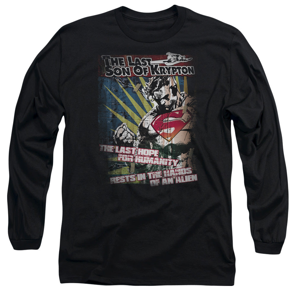 Superman Last Hope Mens Long Sleeve Shirt Black Officially Licensed