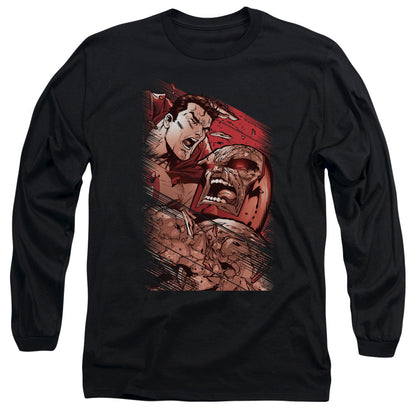 Superman Supes Vs Darkseid Mens Long Sleeve Shirt Black Officially Licensed