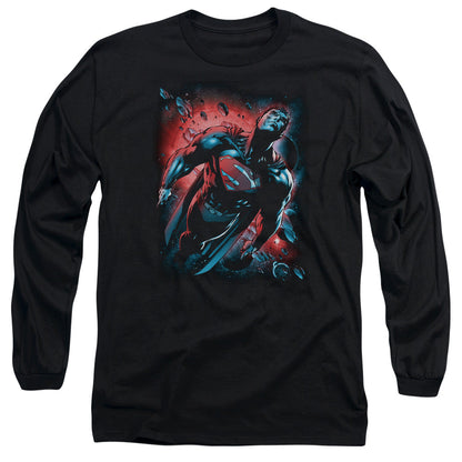 Superman Red Sun Mens Long Sleeve Shirt Black Officially Licensed
