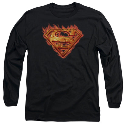 Superman Hot Metal Mens Long Sleeve Shirt Black Officially Licensed