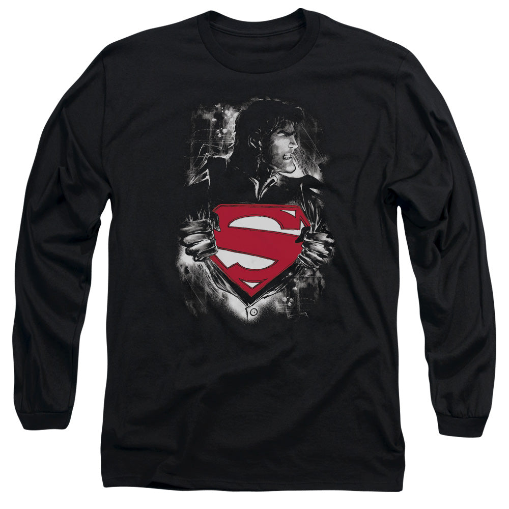Superman Darkest Hour Mens Long Sleeve Shirt Black Officially Licensed