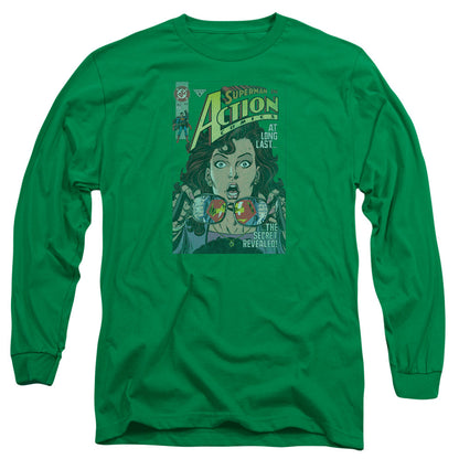 Superman Secret Revealved Mens Long Sleeve Shirt Kelly Green Officially Licensed