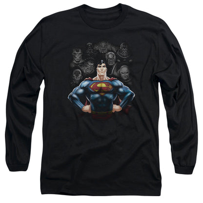 Superman Villains Mens Long Sleeve Shirt Black Officially Licensed