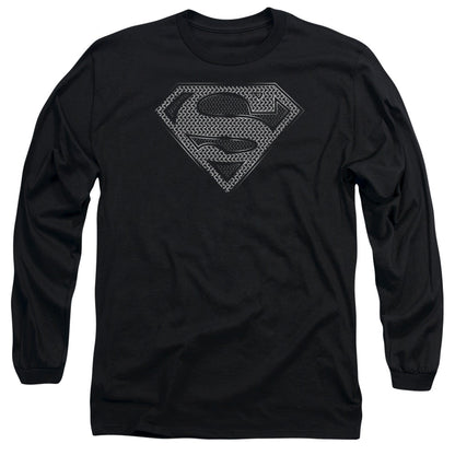 Superman Chainmail Mens Long Sleeve Shirt Black Officially Licensed