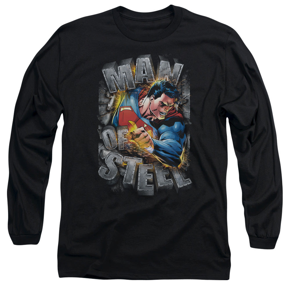 Superman Ripping Steel Mens Long Sleeve Shirt Black Officially Licensed