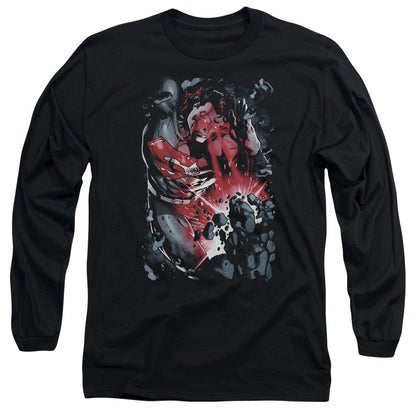 Superman Heat Blast Mens Long Sleeve Shirt Black Officially Licensed