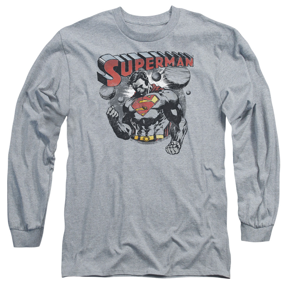 Superman Super Ko Mens Long Sleeve Shirt Athletic Heather Officially Licensed
