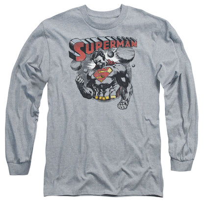 Superman Super Ko Mens Long Sleeve Shirt Athletic Heather Officially Licensed