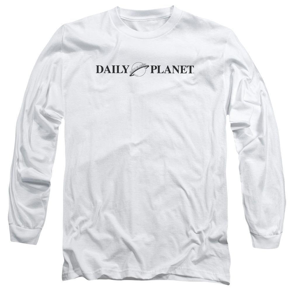 Superman Daily Planet Logo Mens Long Sleeve Shirt White Officially Licensed