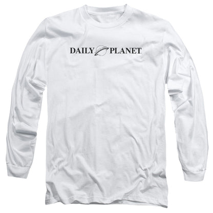 Superman Daily Planet Logo Mens Long Sleeve Shirt White Officially Licensed