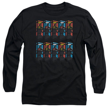 Superman Super Booths Mens Long Sleeve Shirt Black Officially Licensed