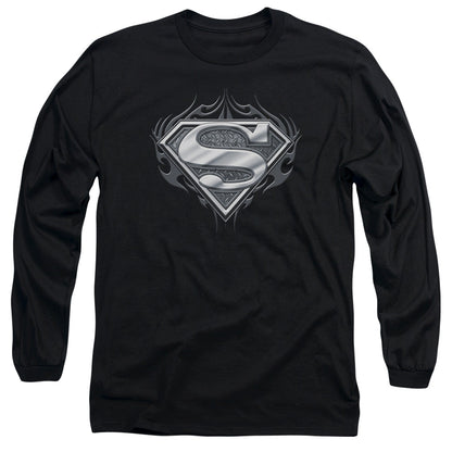 Superman Biker Metal Mens Long Sleeve Shirt Black Officially Licensed