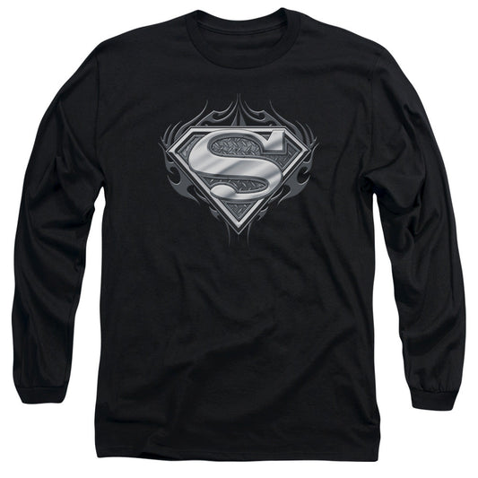 Superman Biker Metal Mens Long Sleeve Shirt Black Officially Licensed