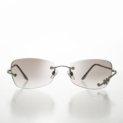Flower Accent Rimless 90s Sunglasses - Cena