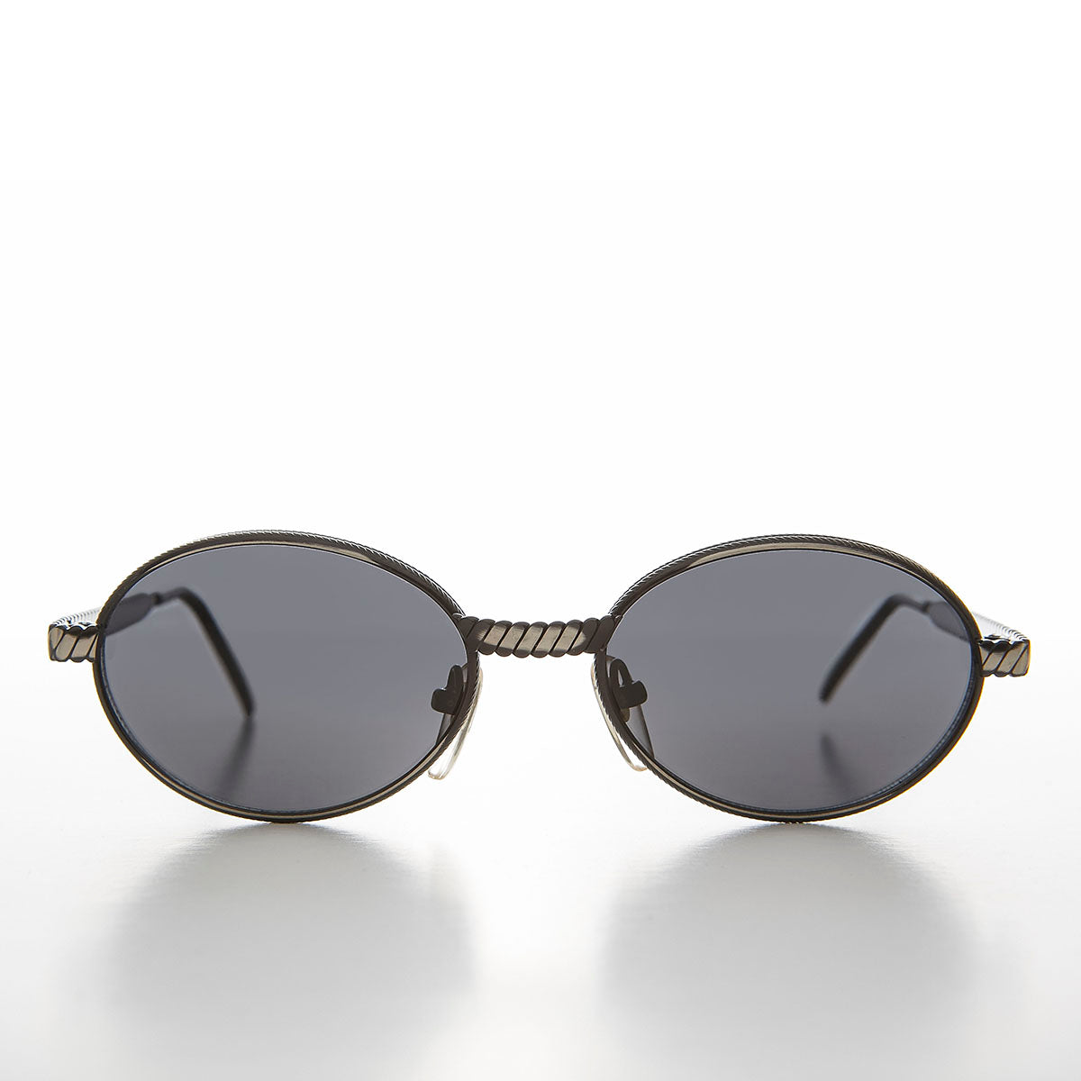 Oval 90s Vintage Sunglass with Metal Rope Design - Snuff