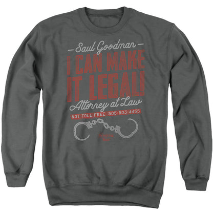 Breaking Bad Make It Legal Mens Crewneck Sweatshirt Charcoal Officially Licensed