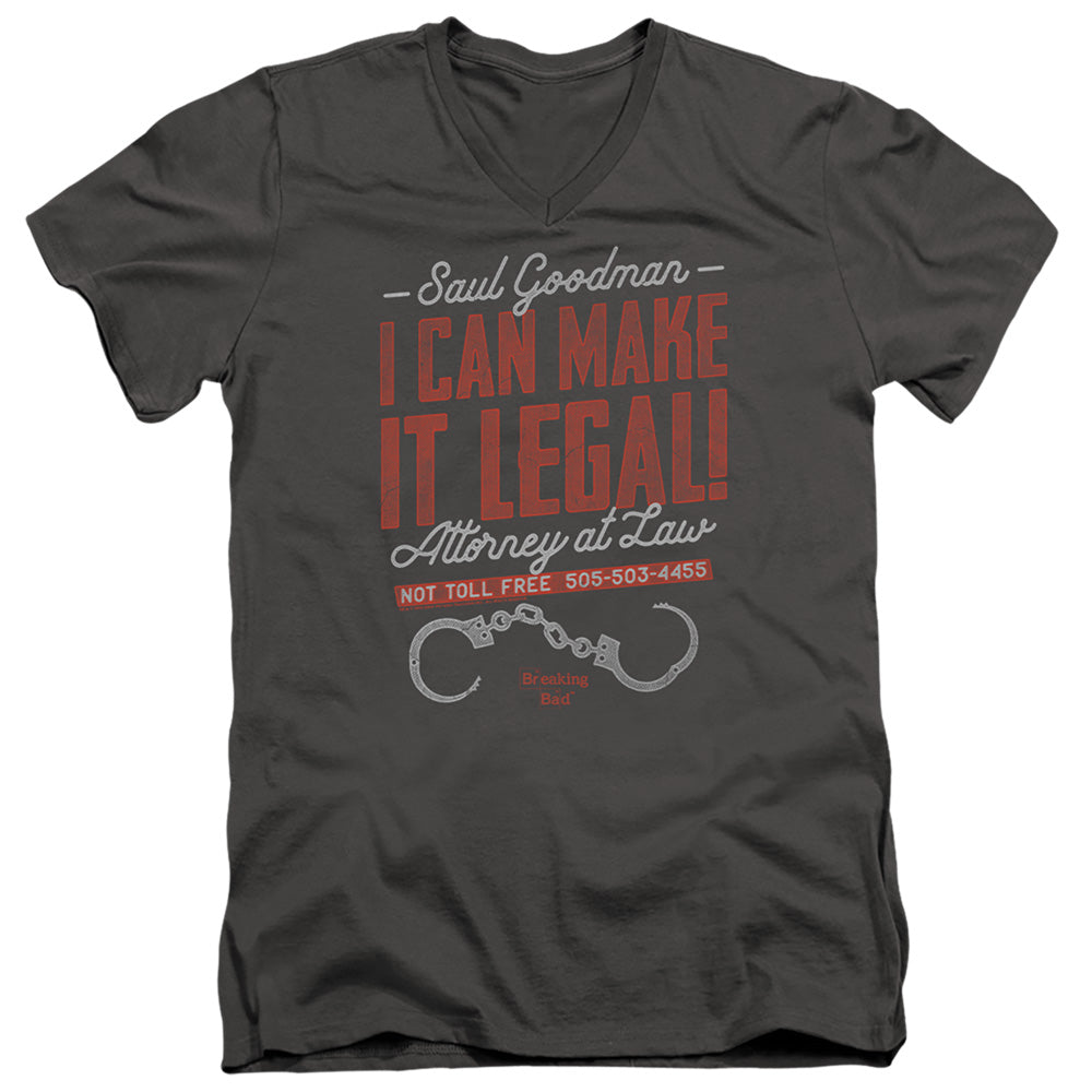 Breaking Bad Make It Legal Mens Slim Fit V-Neck T Shirt Charcoal Officially Licensed