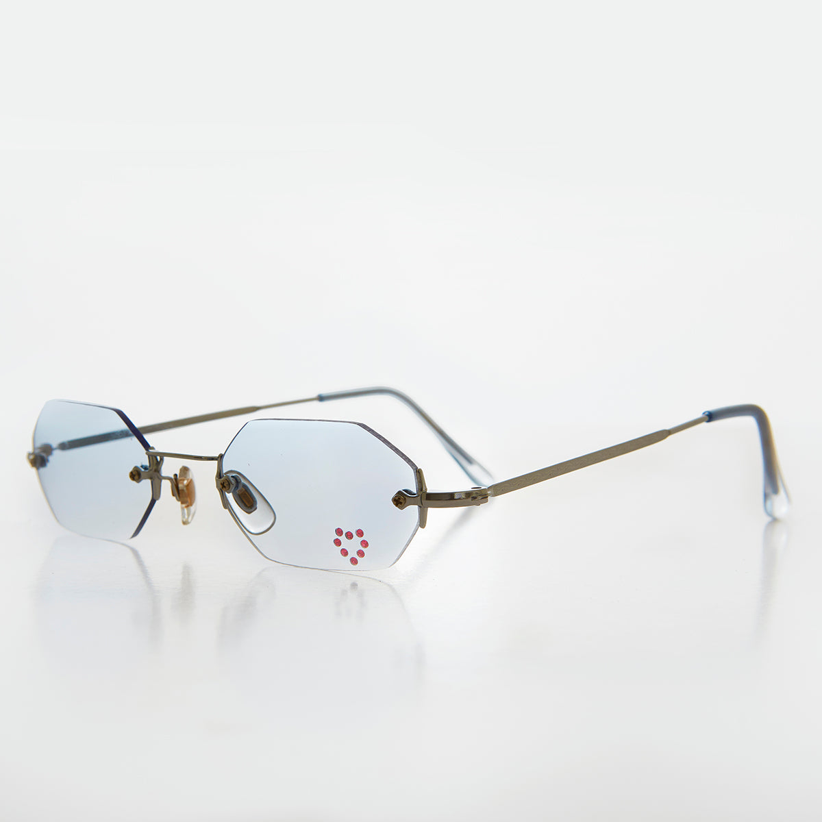 Heart Rhinestone Rimless Vintage Sunglasses - Splashy