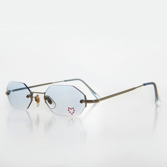 Heart Rhinestone Rimless Vintage Sunglasses - Splashy