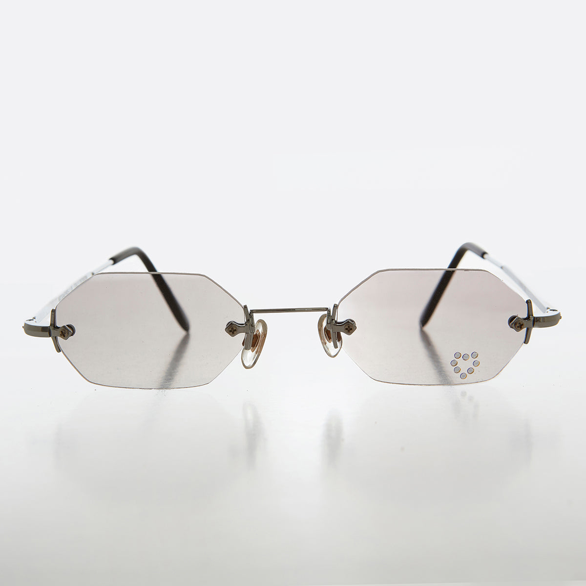 Heart Rhinestone Rimless Vintage Sunglasses - Splashy