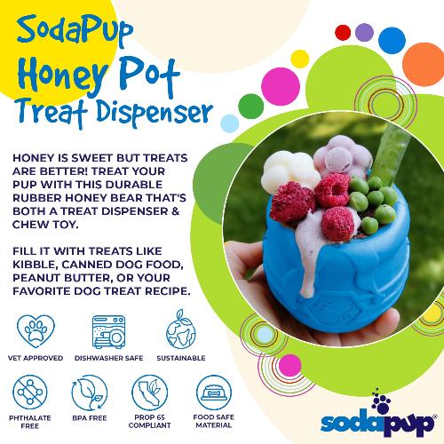 Honey Pot Dog Treat Dispenser | Durable Rubber Enrichment Toy | USA Made