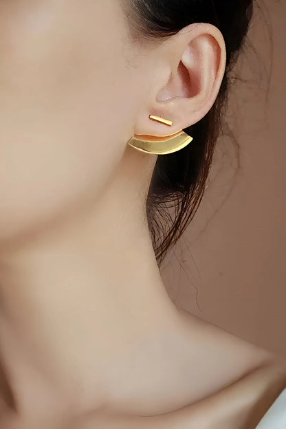 Minimalist Curved Stud Earrings - Unisex Design