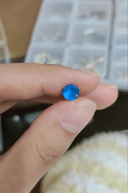 Blue Tulip Matte Titanium Steel Stud Earrings