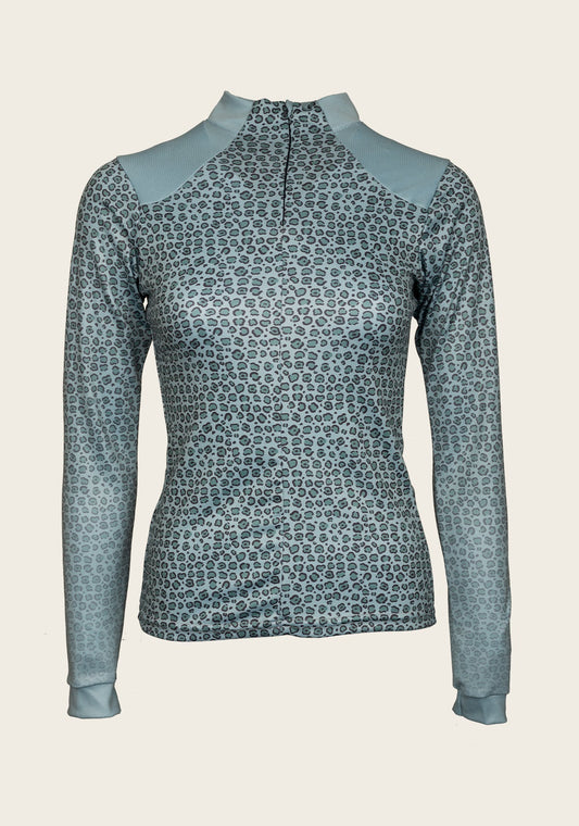 Leopard in Sky Blue Sport Sun Shirt