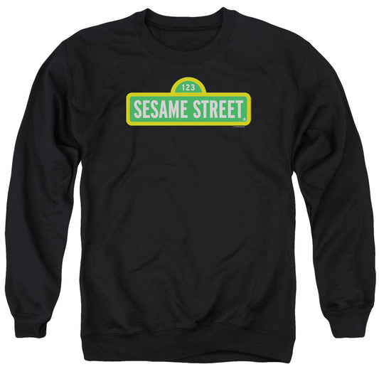 Sesame Street Logo Mens Crewneck Sweatshirt Black Officially Licensed