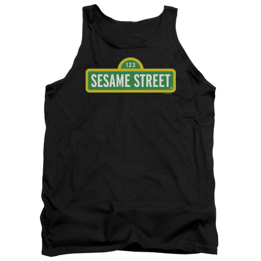 Sesame Street Logo Mens Tank Top Shirt Black Officially Licensed