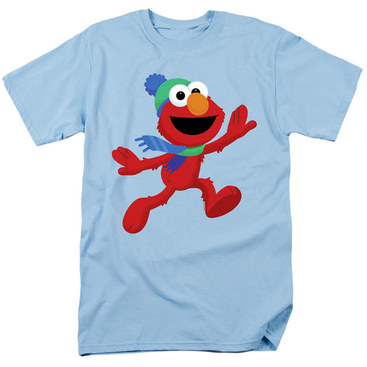 Sesame Street Furry Friends Forever! Elmo'S Winter Run Mens T Shirt Light Blue Officially Licensed