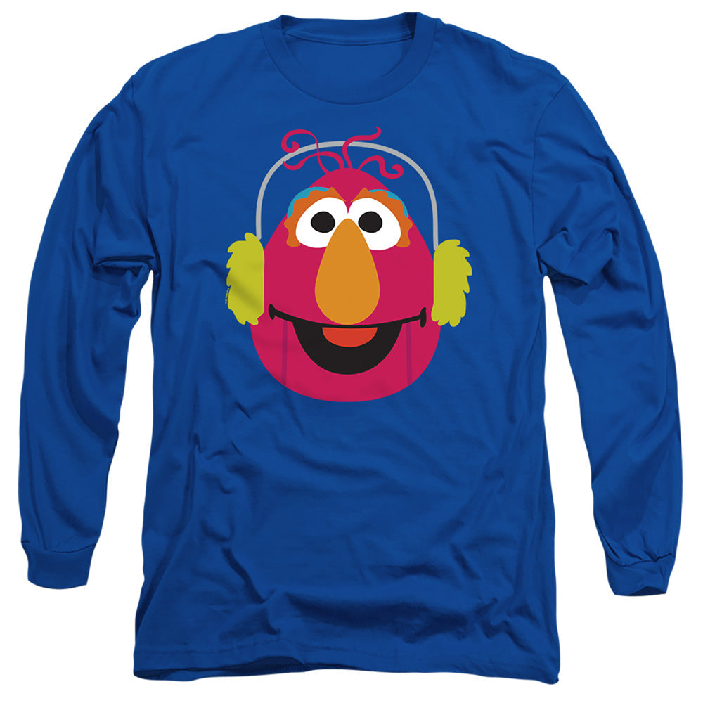 Sesame Street Christmas Nutcracker Telly Monster Mens Long Sleeve Shirt Royal Blue Officially Licensed