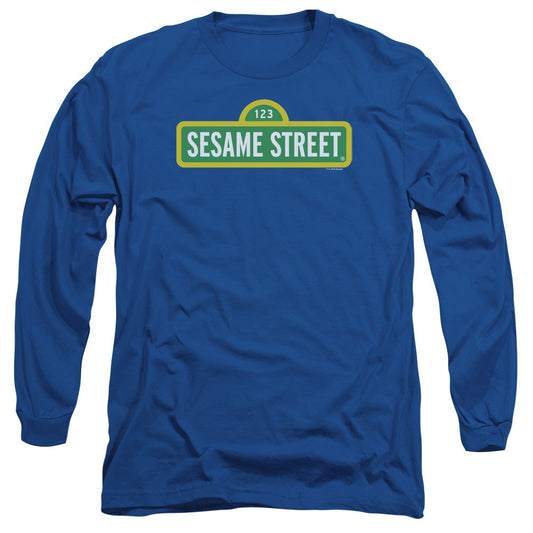 Sesame Street Logo Mens Long Sleeve Shirt Royal Blue Officially Licensed