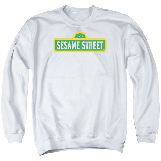 Sesame Street Logo Mens Crewneck Sweatshirt White Officially Licensed