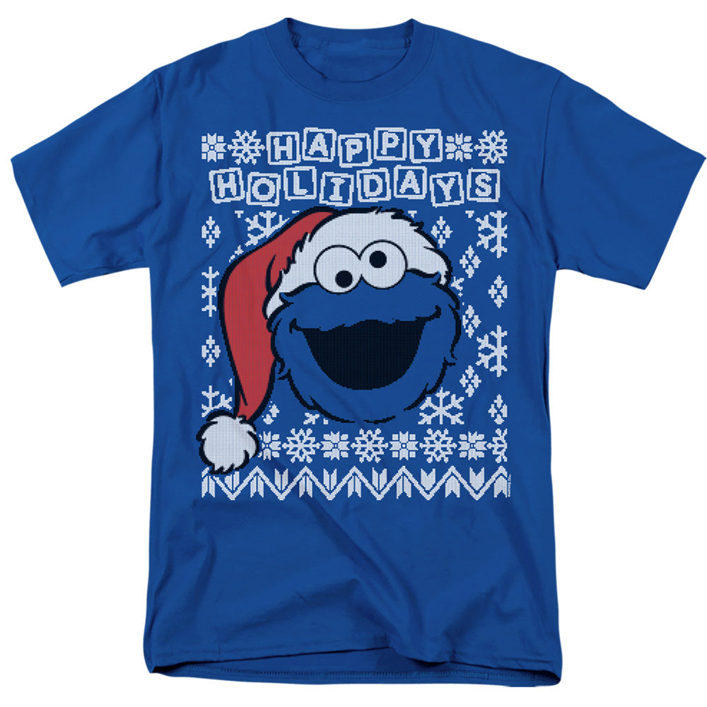 Sesame Street Cookie Monster Ugly Christmas Mens T Shirt Royal Officially Licensed