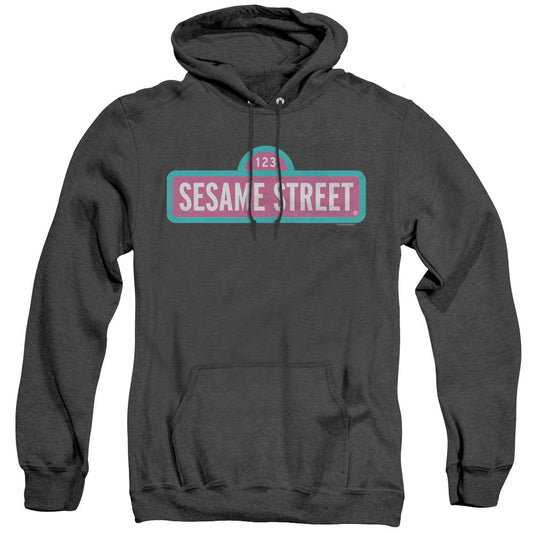 Sesame Street Alt Logo Mens Heather Hoodie Black Officially Licensed
