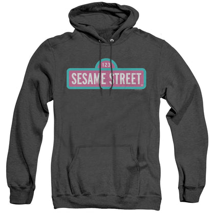 Sesame Street Alt Logo Mens Heather Hoodie Black Officially Licensed