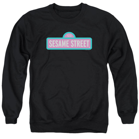 Sesame Street Alt Logo Mens Crewneck Sweatshirt Black Officially Licensed