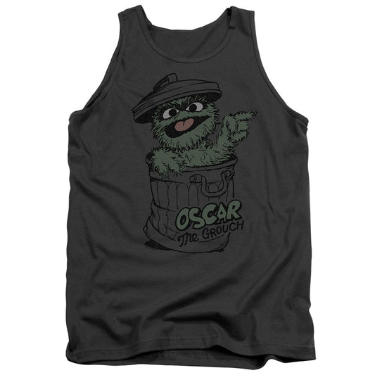 Sesame Street Early Grouch Mens Tank Top Shirt Charcoal Officially Licensed