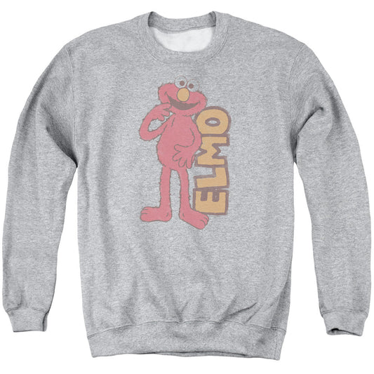 Sesame Street Vintage Elmo Mens Crewneck Sweatshirt Athletic Heather Officially Licensed